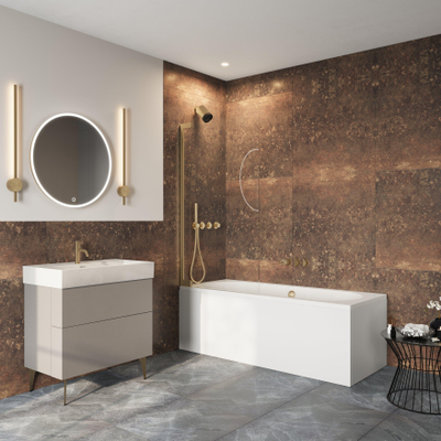 Crosswater Asura scharnierend badscherm - 90x150cm - geborsteld messing