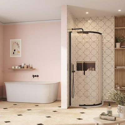 Crosswater Asura Kwartronde Douchedeur - 8mm - 80x80cm - mat zwart