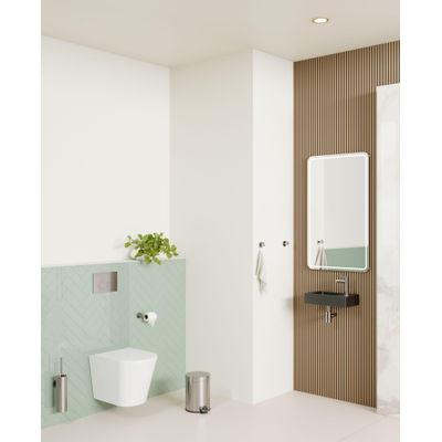 Fortifura Fuente fonteinset - 40x22x9cm - 1 kraangat - natuursteen - fonteinkraan chroom - zwart