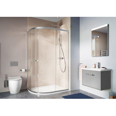 Crosswater Clear 6 kwartronde douchecabine met 1 schuifdeur 80x120x195cm 6mm helder veiligheidsglas zilver