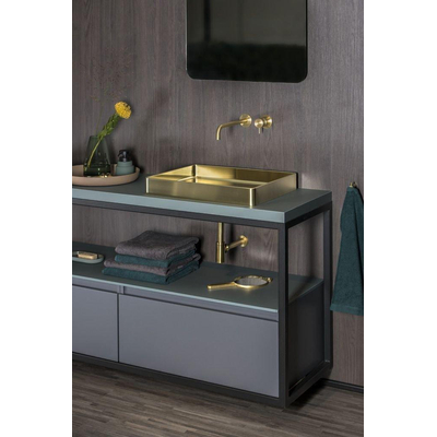 Qisani Vanity opbouwwastafel 52x41x7cm zonder kraangat met afvoerplug Gold showroommodel