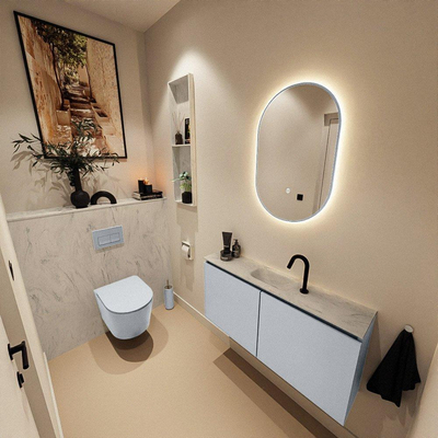 MONDIAZ TURE-DLUX 100cm toiletmeubel Clay. EDEN wastafel Opalo positie midden. Met 1 kraangat.