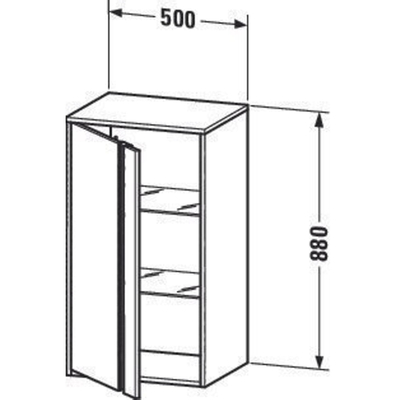 Duravit Ketho badkamerkast 50x36x88cm 1 deur Standaard greep wit