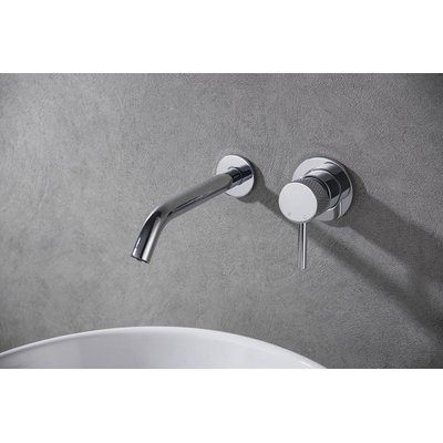 Wiesbaden Ribbd eenhendel wastafelkraan inbouw compleet chroom