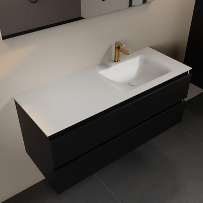 Mondiaz Aivy badmeubelset - 120x45x50cm - 1 kraangat - 1 wasbak talc Solid surface - Rechts - 2 lades - Met spiegel - MDF Urban