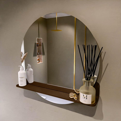 Mondiaz SPOT Badkamerspiegel - rond 70cm - spiegelplanchet - kleur Rust