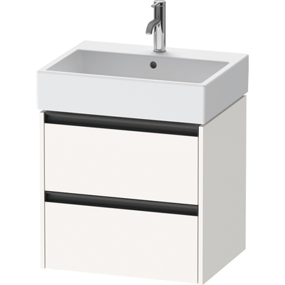 Duravit Ketho 2 wastafelonderbouwkast - 2 laden - 58.4x46x54.9cm - grepen antraciet - wit supermat