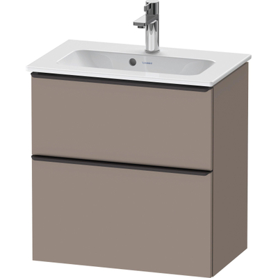 Duravit D-Neo wastafelonderkast 61x62.5x37.2cm 2 lades Basalt Mat