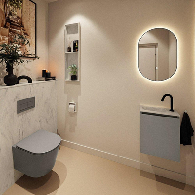 MONDIAZ TURE-DLUX 40cm toiletmeubel Smoke. EDEN wastafel Opalo positie links. Met 1 kraangat.