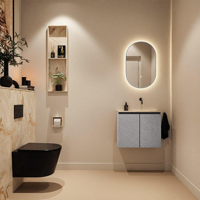 MONDIAZ TURE-DLUX 60cm toiletmeubel Plata. EDEN wastafel Frappe positie rechts. Zonder kraangat.
