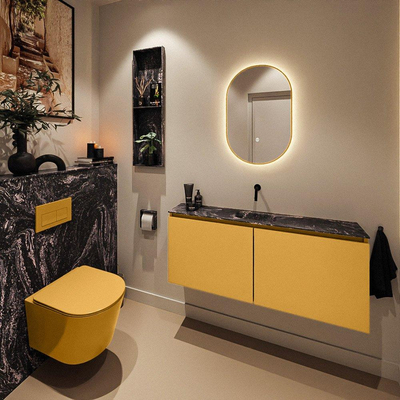 MONDIAZ TURE-DLUX 120cm toiletmeubel Ocher. EDEN wastafel Lava positie midden. Zonder kraangat.