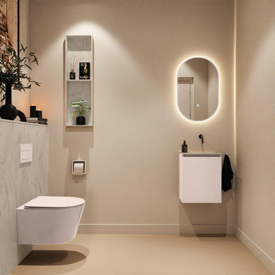 MONDIAZ TURE-DLUX 40cm toiletmeubel Rosee. EDEN wastafel Opalo positie rechts. Zonder kraangat.