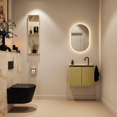 MONDIAZ TURE-DLUX 60cm toiletmeubel Oro. EDEN wastafel Frappe positie midden. Met 1 kraangat.
