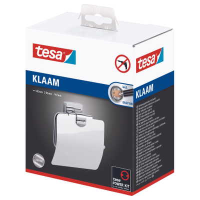 Tesa Klaam Toiletrolhouder met deksel 14x12.5x5.3cm Chroom