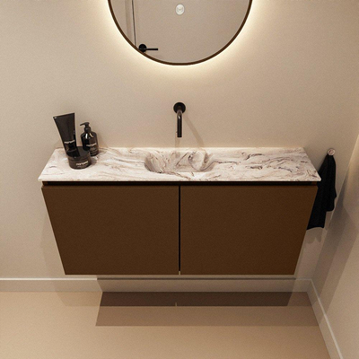 MONDIAZ TURE-DLUX 100cm toiletmeubel Rust. EDEN wastafel Glace positie midden. Zonder kraangat.