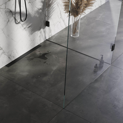 Brauer Douchegoot - 80x7.5cm - muurflens - tegelinlegrooster omkeerbaar - RVS - mat zwart