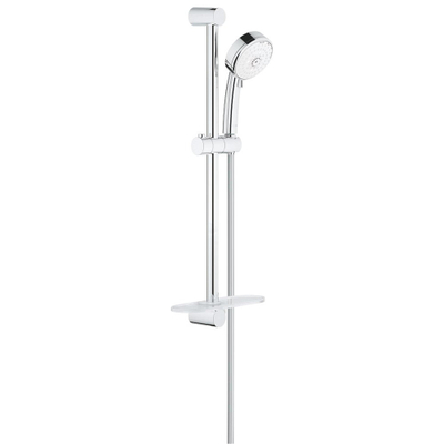 GROHE New Tempesta Cosmopolitan 100 Glijstangset - 60cm - ronde handdouche - 4 straalsoorten - gladde doucheslang - met zeepschaal - chroom/wit