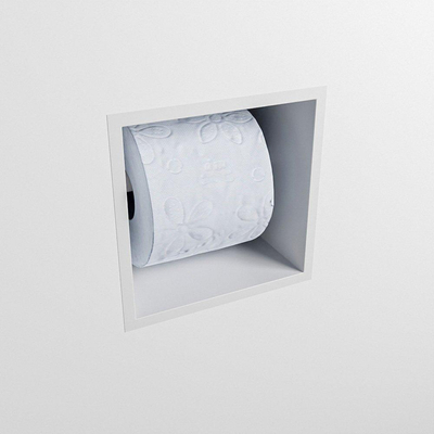 Mondiaz Easy Toiletrolhouder - 16x16x16cm - Inbouw/opbouw - Solid surface - Talc mat