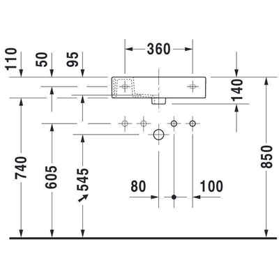 Duravit Vero air fontein met kraangat links 50 x 25 cm wit