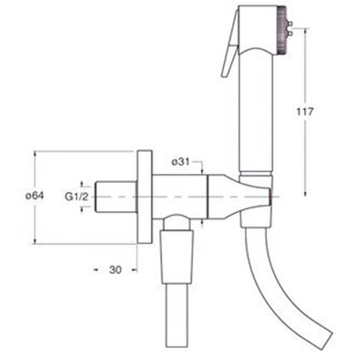 Raminex Tuka Tuka toilet/bidet douchegarnituur met handdouche met aan/uit knop 1/2 met douchesl. 100cm + wandhouder met geïntegr. kraan chroom