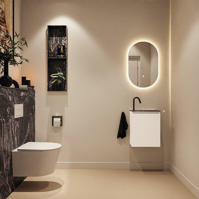 MONDIAZ TURE-DLUX 40cm toiletmeubel Talc. EDEN wastafel Lava positie rechts. Met 1 kraangat.