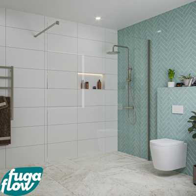 FugaFlow Eccelente Vetro inloopdouche badkamer - 180x200cm - helder glas - wandarm - gunmetal