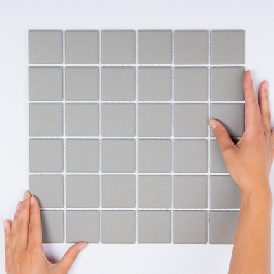 The Mosaic Factory London mozaïektegel - 30.9x30.9cm - wand en vloertegel - Vierkant - Porselein Dark Grey Mat