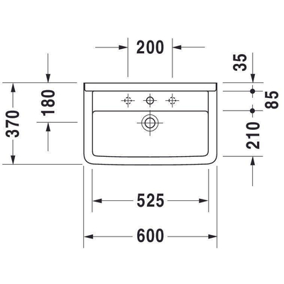 Duravit Starck 3 Wastafel 60 X 37 Cm. Wit