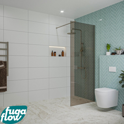 FugaFlow Eccelente Vetro inloopdouche badkamer - 80x200cm - rookglas - wandarm - gunmetal -