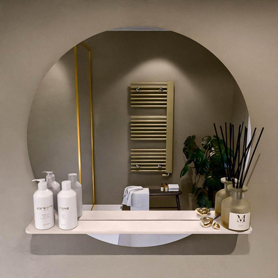 Mondiaz SPOT Badkamerspiegel - rond 80cm - spiegelplanchet - kleur Rosee