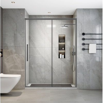 Aqua Vista Lokla Linea nisdeur - 120x200cm - incl. montageset - gunmetal