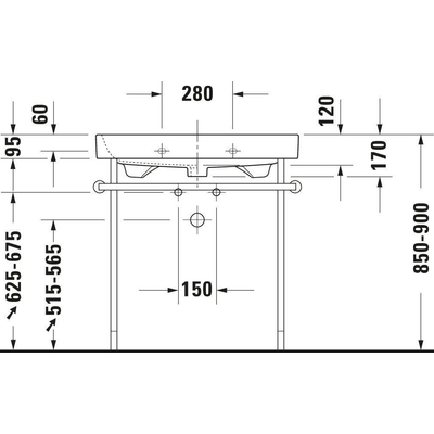 Duravit HappyD 2 onderstel verstelb. 5cm voor wastafel 231880 chroom