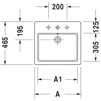 Duravit Vero inbouwwastafel 55x46.5cm met kraangat en overloop met wondergliss wit