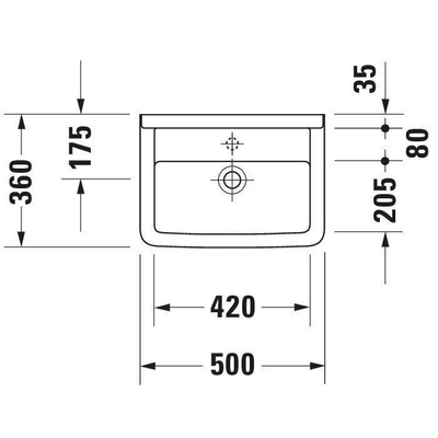 Duravit Starck 3 Med wastafel 50x36cm zonder kraangat zonder overloop met wondergliss wit