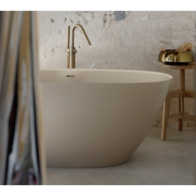 Zeza Element Vrijstaand Bad - 160x75x60cm - solid surface - mat licht grijs