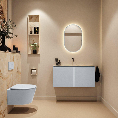 MONDIAZ TURE-DLUX 100cm toiletmeubel Clay. EDEN wastafel Frappe positie midden. Zonder kraangat.
