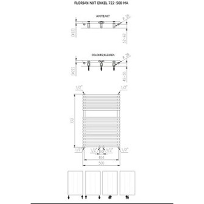 Plieger Florian Nxt M designradiator enkel horizontaal met middenaansluiting 722x500mm 391W mat zwart