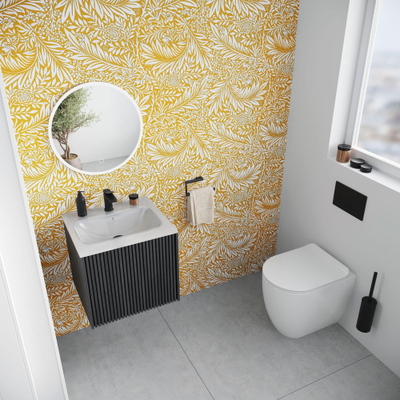 Crosswater Limit Badkamermeubelset - 50x45x45cm - 1 lade - glazen wastafel - steelwood/anthracite