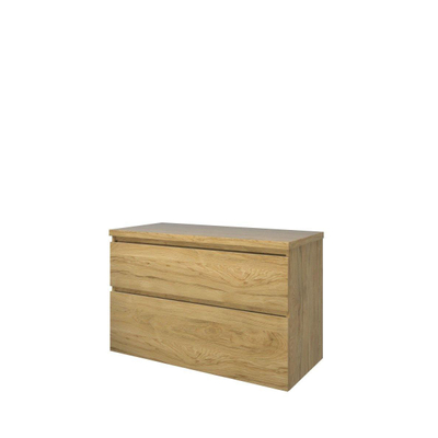 Proline Top badkamermeubelset - 100x46x63.2cm - wastafelblad - a symmetrisch - MFC Ideal oak