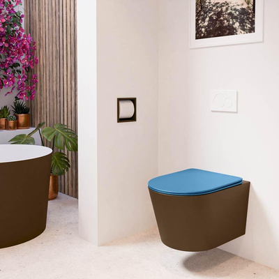 MONDIAZ LAVIE wandclosetpack - 36x53cm - diepspoel - rimless - Rust (bruin) - softclose - quick-release - toiletzitting - Jeans (blauw)