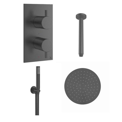 Crosswater MPRO Regendoucheset inbouw - 20cm hoofddouche - staafhanddouche - gunmetal