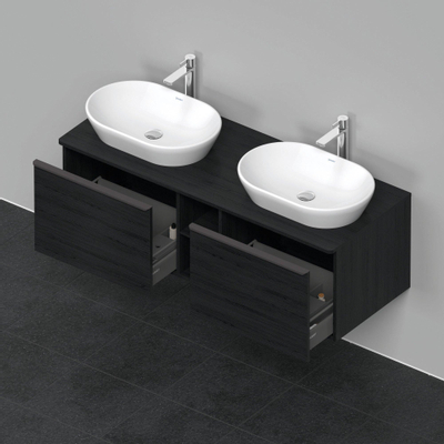 Duravit D-Neo wastafelonderkast 140x45.9x55cm 2 lades Eiken (zwart) Mat