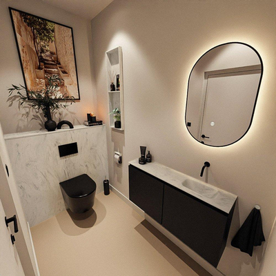 MONDIAZ TURE-DLUX 100cm toiletmeubel Urban. EDEN wastafel Opalo positie rechts. Zonder kraangat.