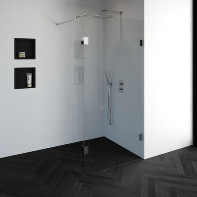 BRAUER Create Inloopdouche - 100x200cm - profielloos - 30cm - zijwand - antikalk - 8mm veiligheidsglas - chroom