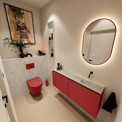 MONDIAZ TURE-DLUX 120cm toiletmeubel Fire. EDEN wastafel Opalo positie rechts. Zonder kraangat.