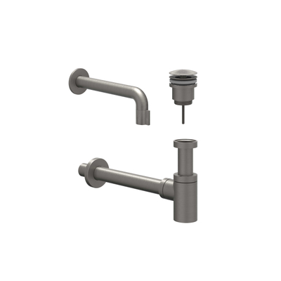 IVY Fonteinset - wand model - inkortbaar - always open plug - Geborsteld metal black PVD