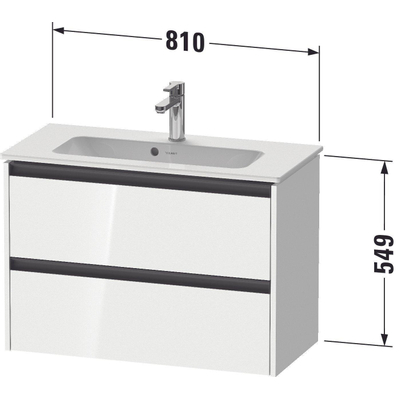 Duravit Ketho 2 wastafelonderbouwkast met 2 laden 81x39x54.9cm met grepen antraciet basalt mat