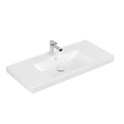 Villeroy en Boch Subway 2.0 meubelwastafel geslepen 100x47cm met kraangat met overloop ceramic+ wit