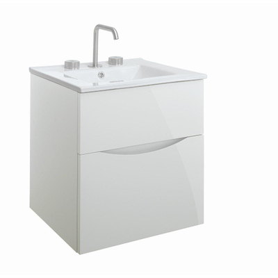 Crosswater Glide II Wastafelonderkast - 50x45x52cm - 2 lades - greeploos - glans wit