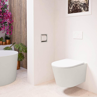 MONDIAZ LAVIE wandclosetpack - 36x53cm - diepspoel - rimless - Linen (offwhite) - softclose - quick-release - toiletzitting - Talc (offwhite)